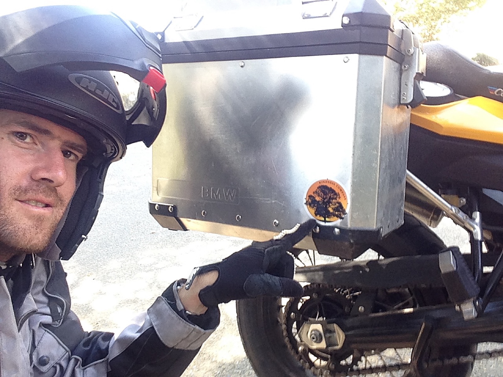 A helmet selfie while riding