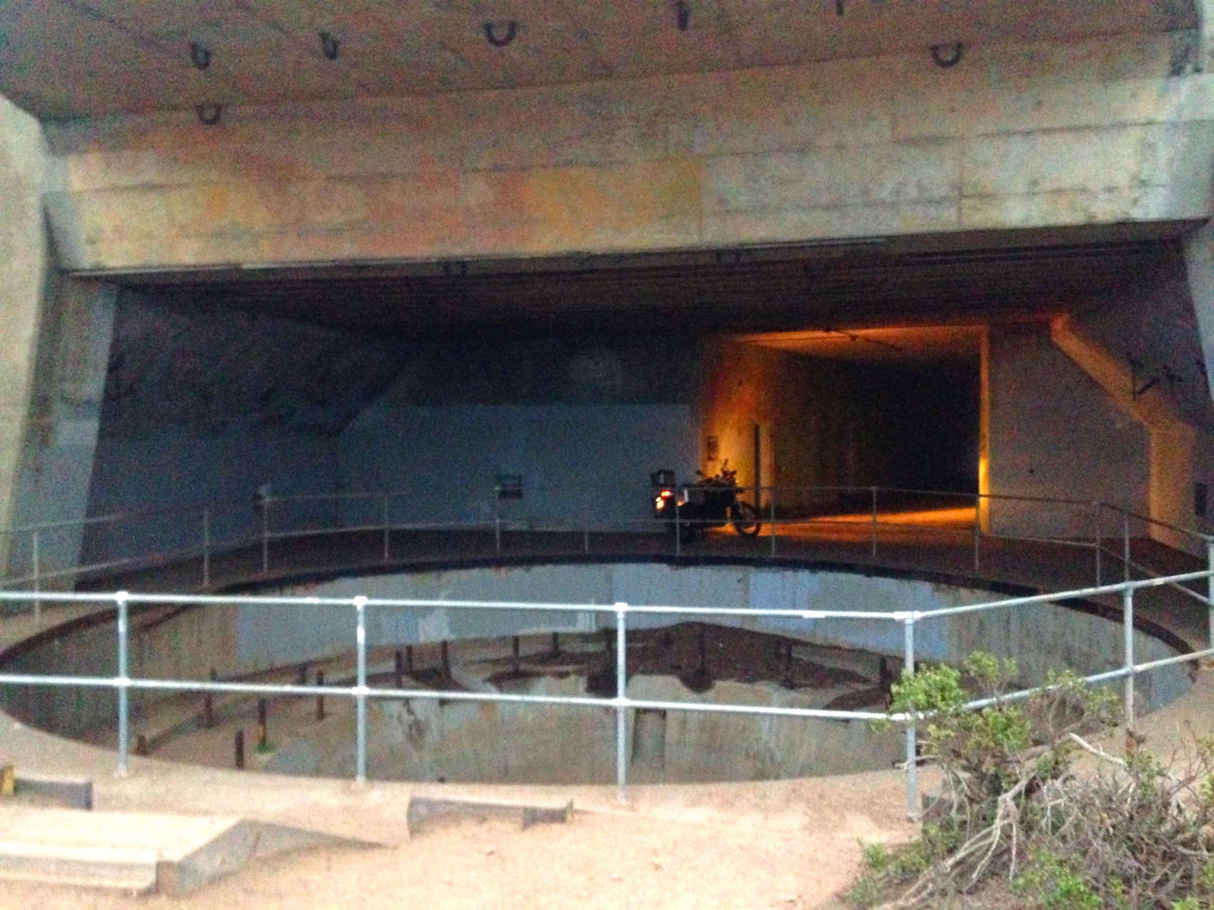 An empty concrete artillery emplacement in the Marin Headlands