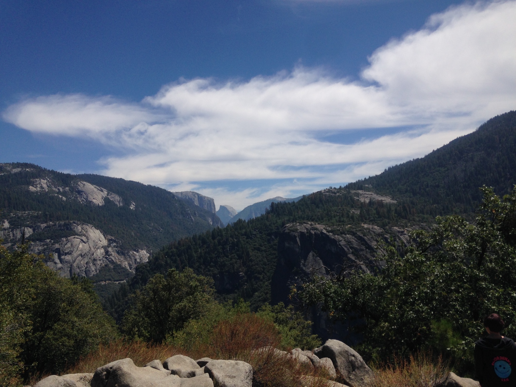 Half Dome seen at the far end of the Yosemite valley