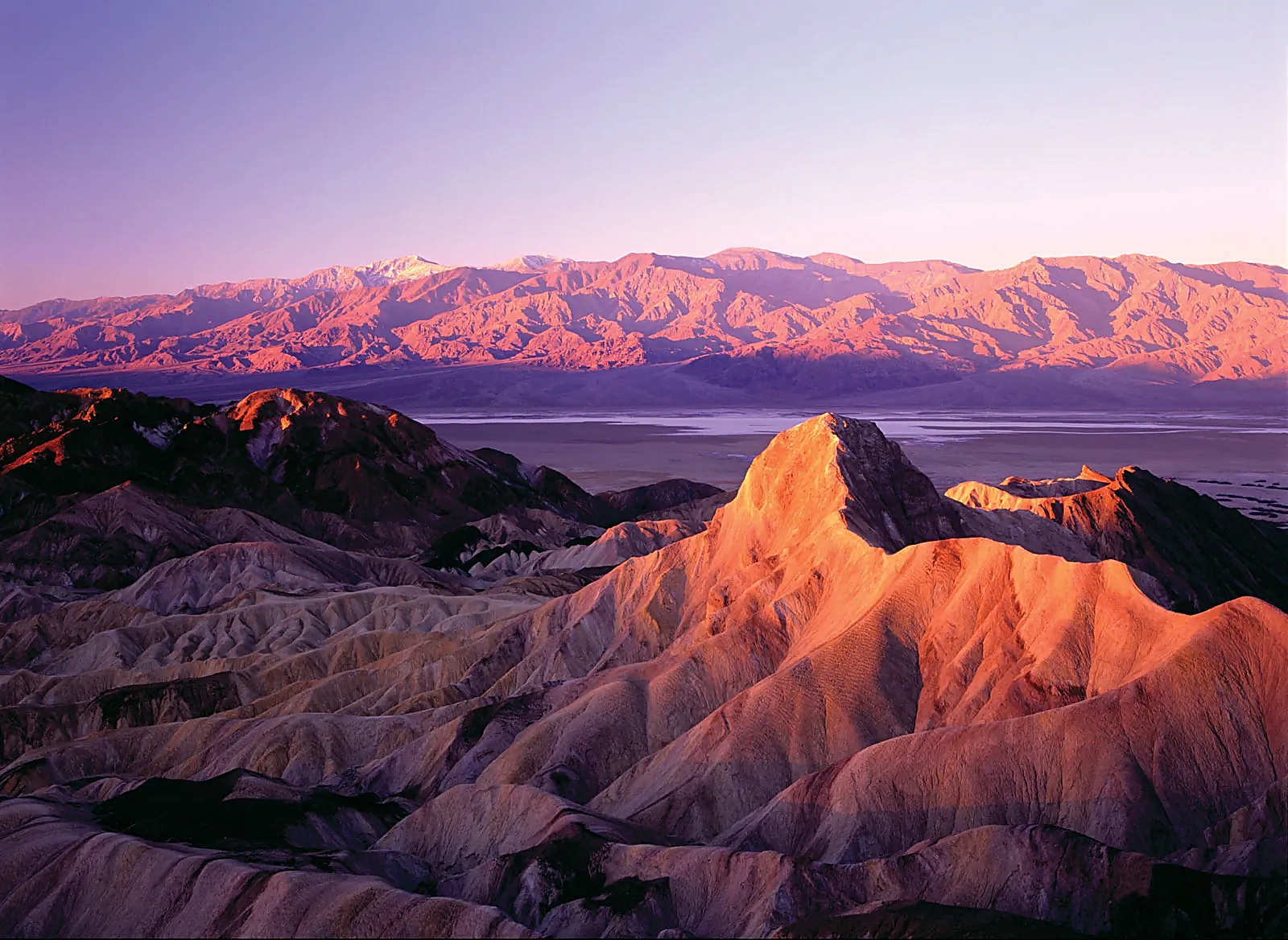 Manly Beacon in Death Valley at sunset