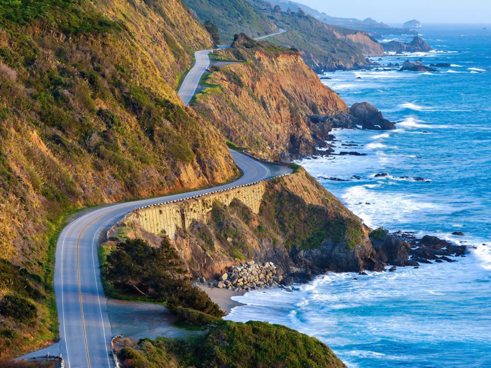 Highway 1 cut into the cliff above the Pacific