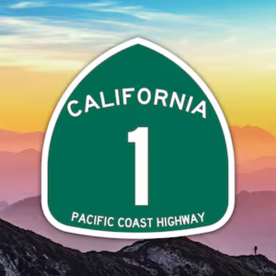 The California Highway 1 Pacific Coast Highway shield