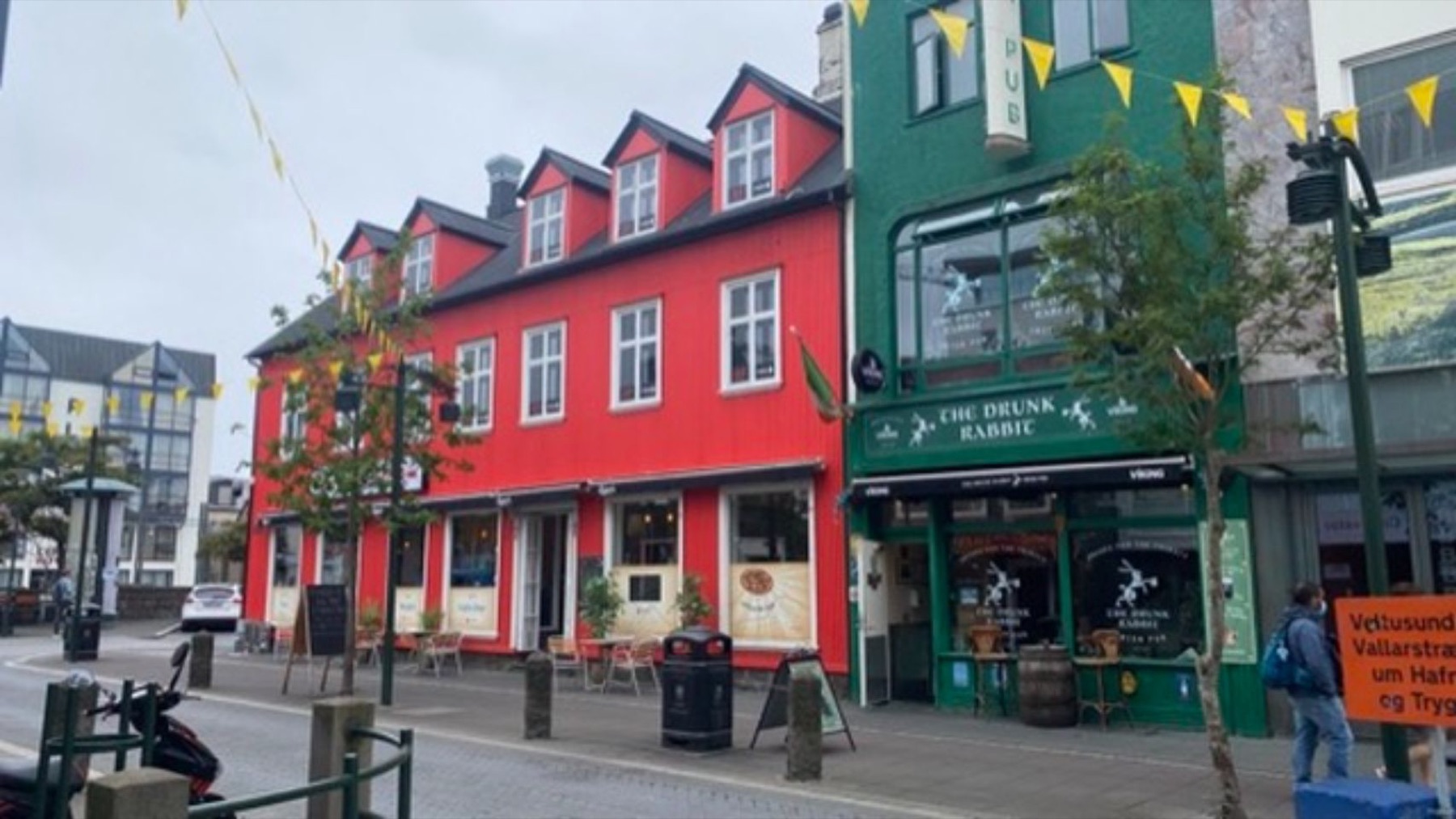 Coloured wooden houses on a street in Reykjavik