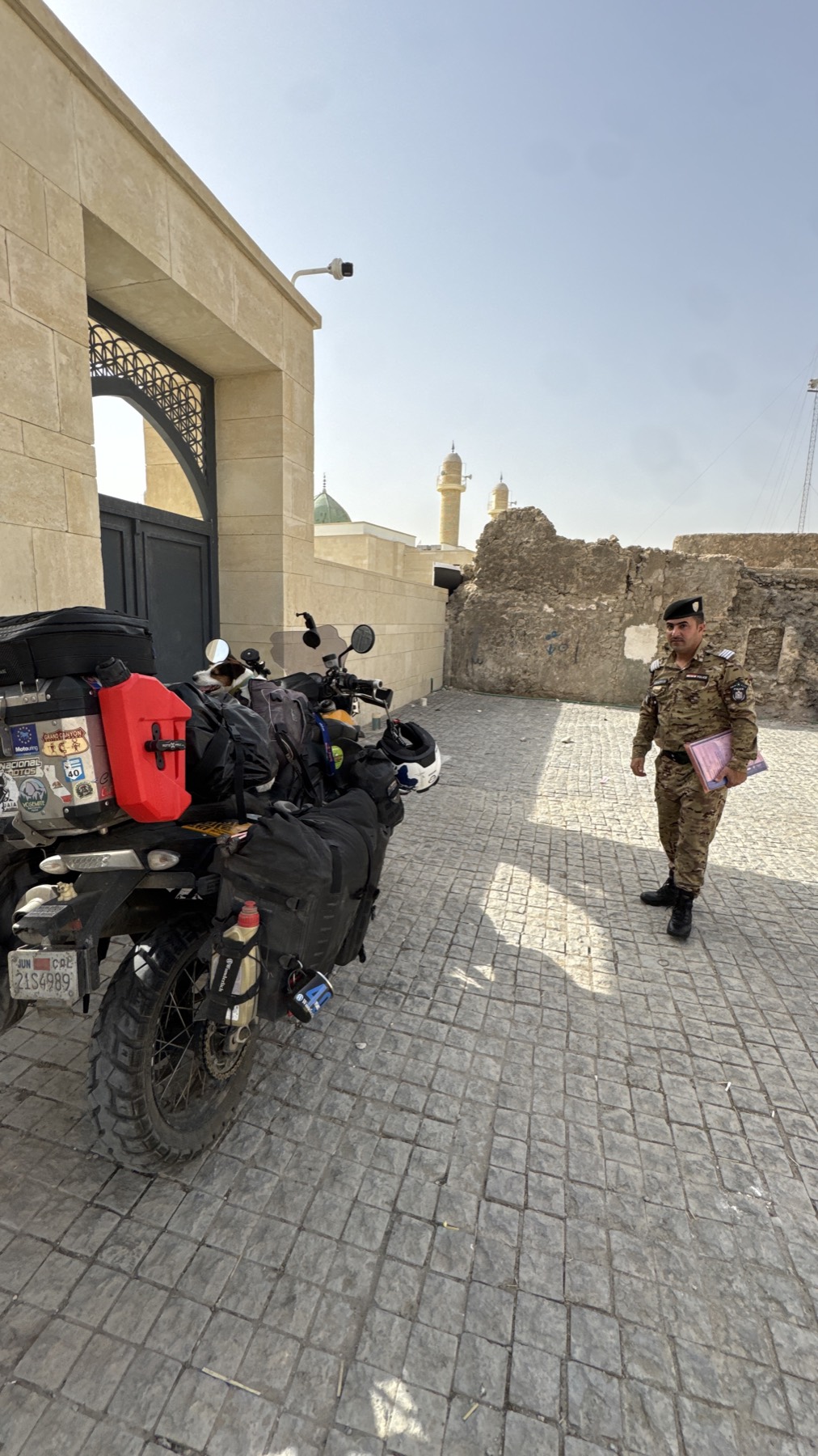 The motorcycle in an old street below the Erbil citadel