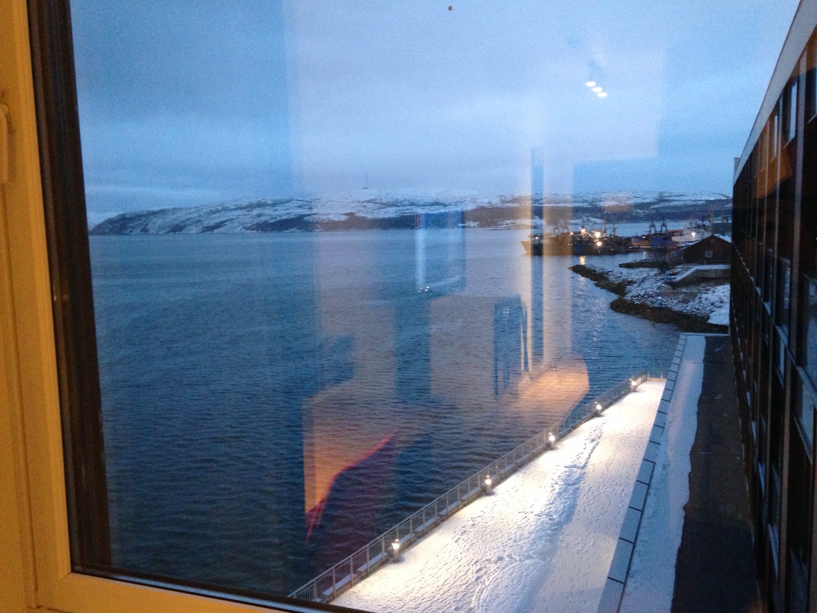 The Kirkenes fjord through a window