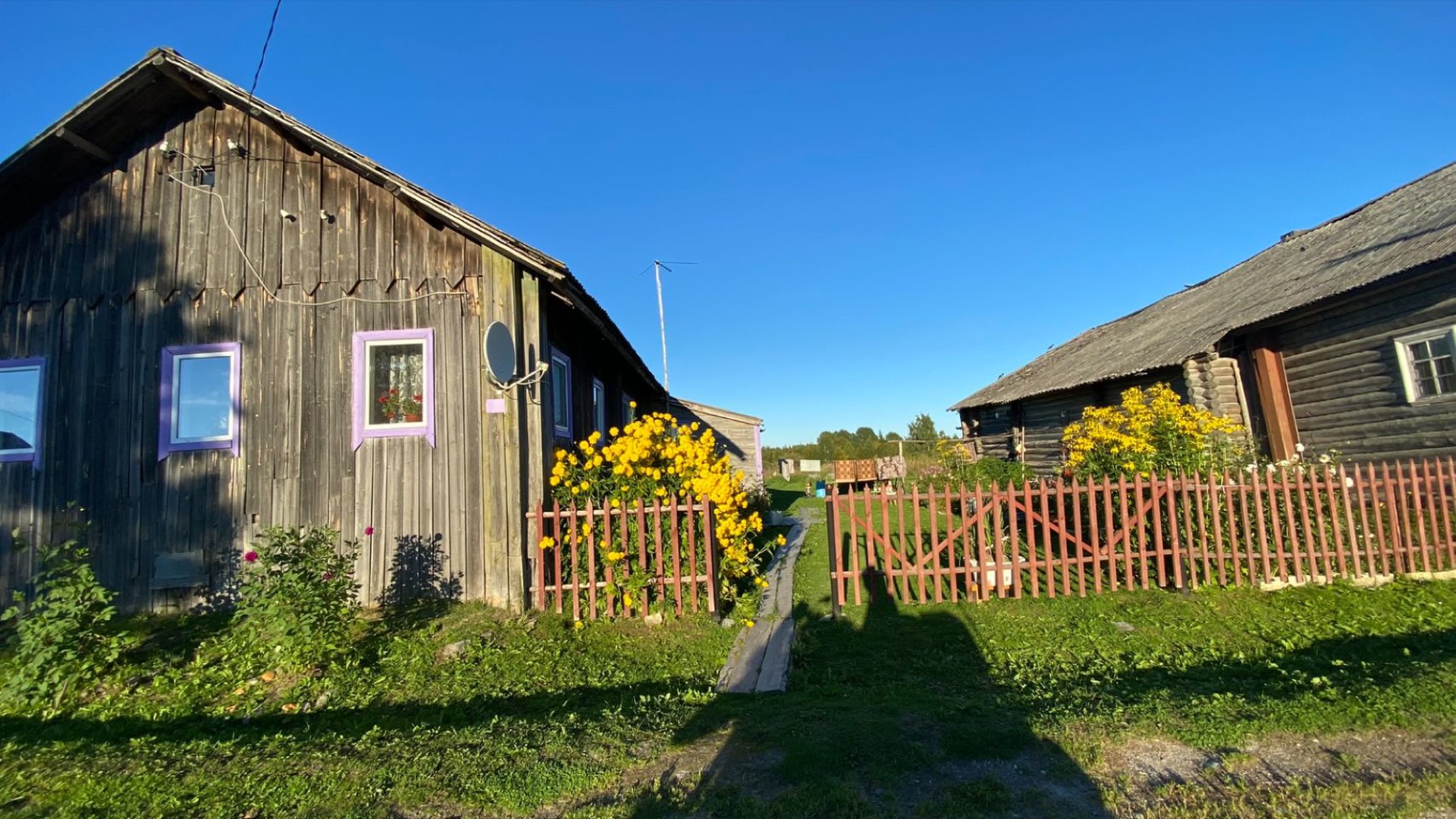 Old wooden houses in a Karelian village