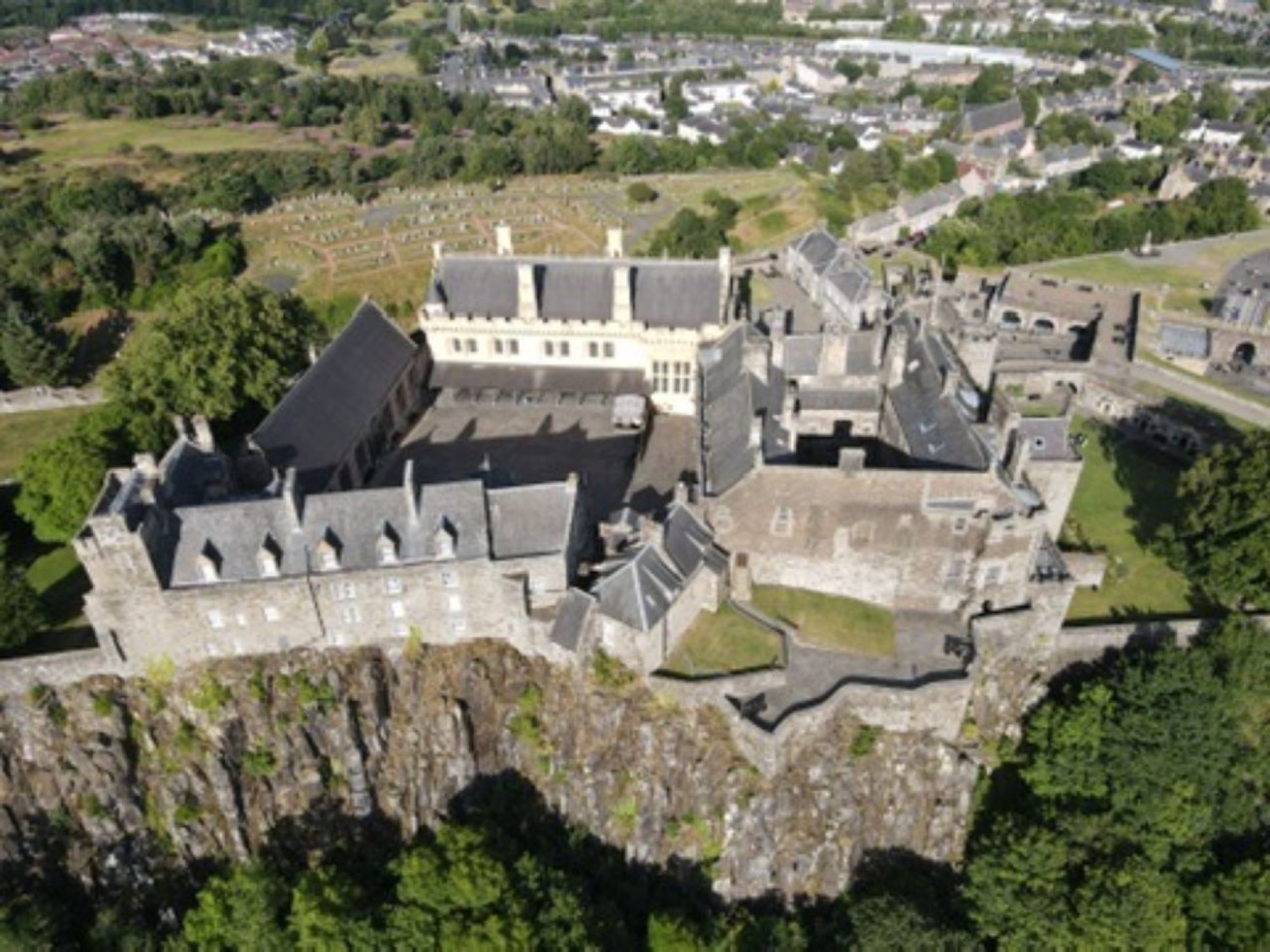 Stirling Castle photographed from above by drone