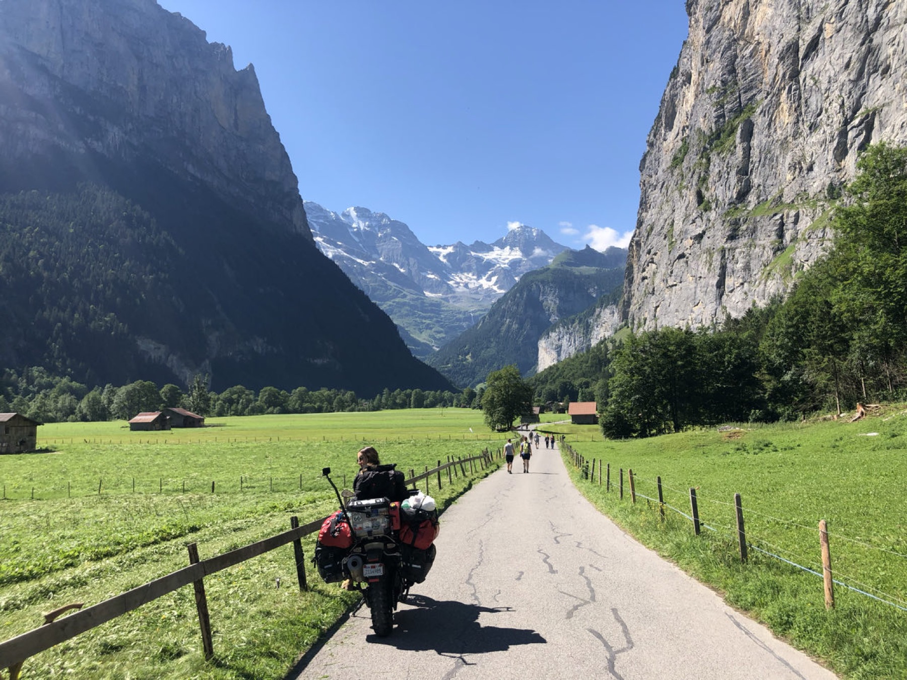 The motorcycle on an alpine road