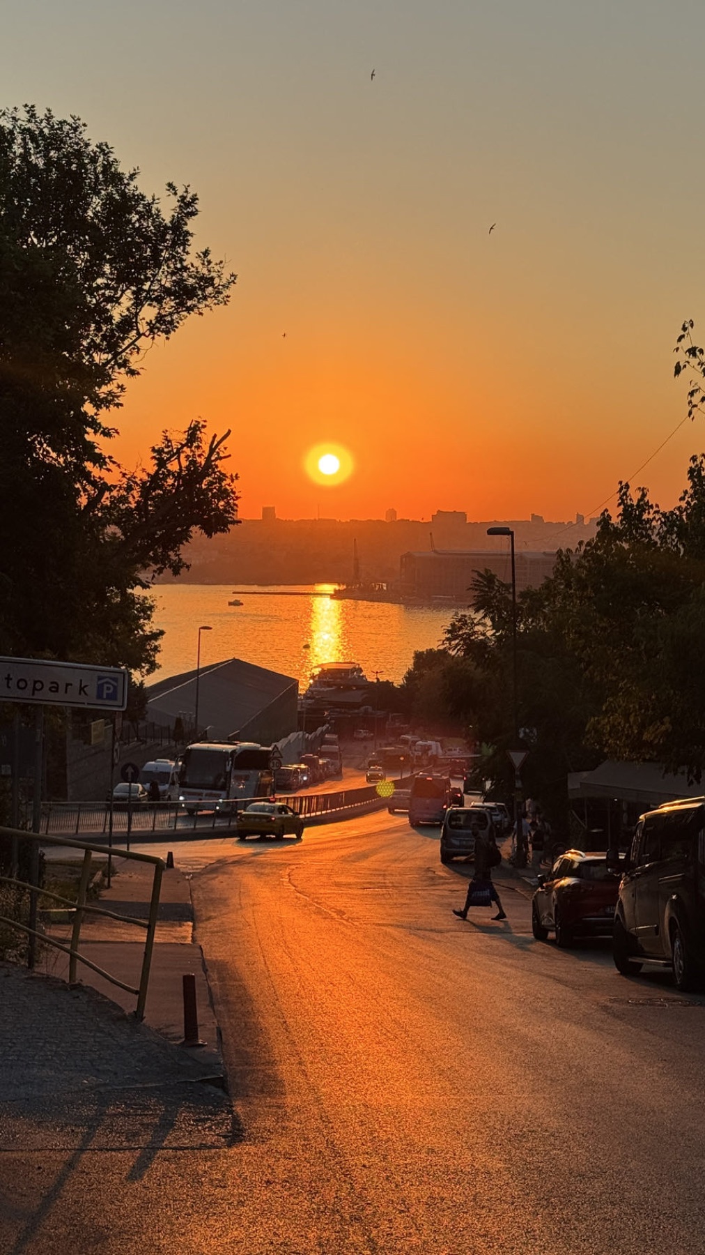 The sun going down over Istanbul