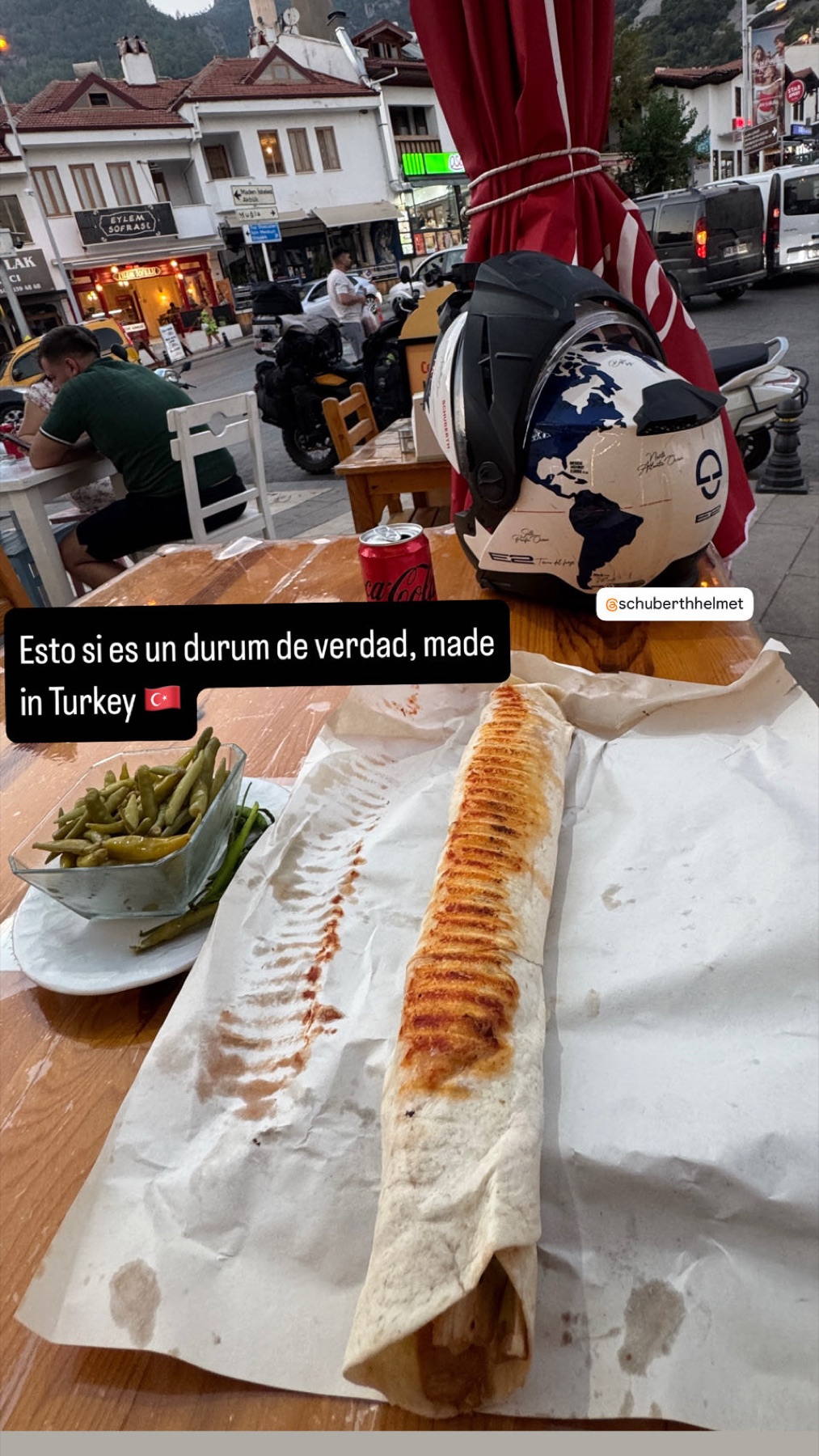 A durum kebab on a table