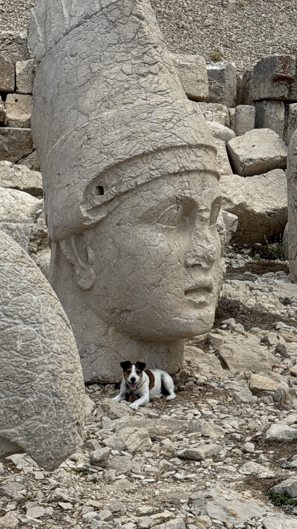 A giant stone head on Mount Nemrut