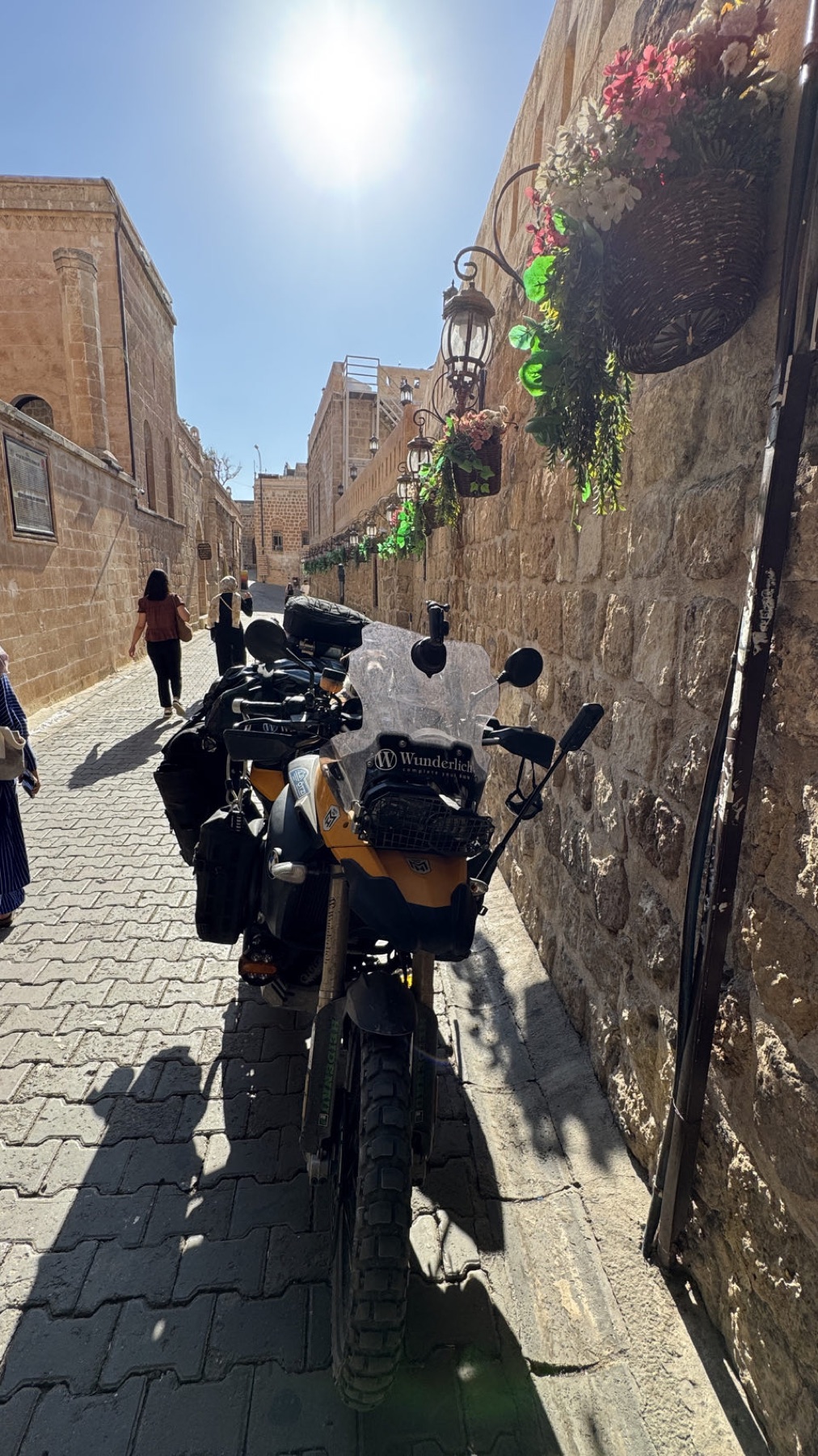 The motorcycle in a narrow lane in Mardin